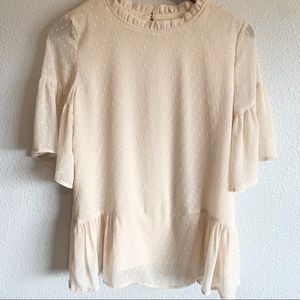 Ruffle Top Cream Size Woman’s Small Girly …